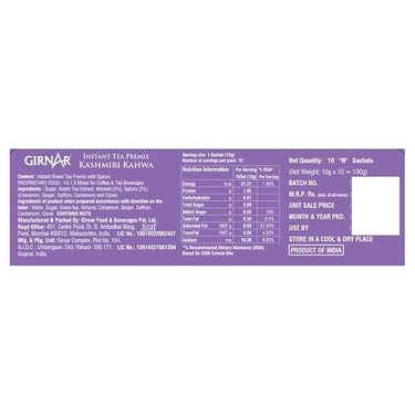GIRNAR - Instant Premix Kashmiri Kahwa - 10 Sachets